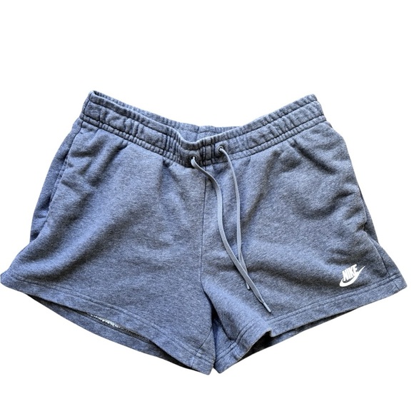 Nike Pull On French Terry Shorts Sz M Gray Drawstring Pockets Logo 3.5” Sporty - Picture 1 of 5
